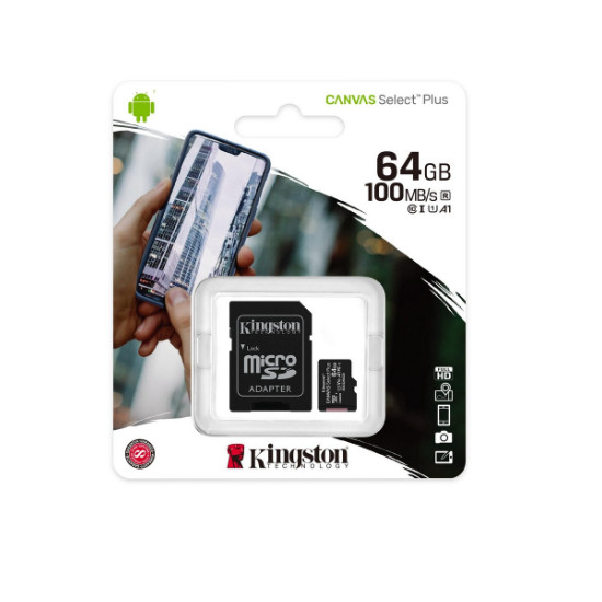 Cartão de Memória 64GB MicroSD UHS-I Class 10 – Kingston Technology Canvas Select